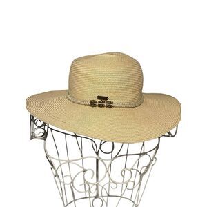 VINTAGE WOMEN Sun 'N' Sand UPF+50 protection Woven Straw Floppy Sun Hat One Size